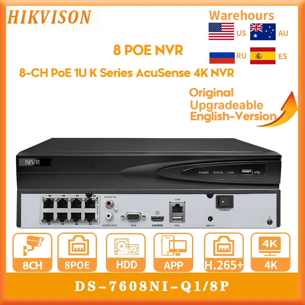 Hikvision DS-7608NI-Q1/8P  , ÷  ÷ Ʈũ  , 4K NVR H.265 +, 8 ä 1U 8PoE